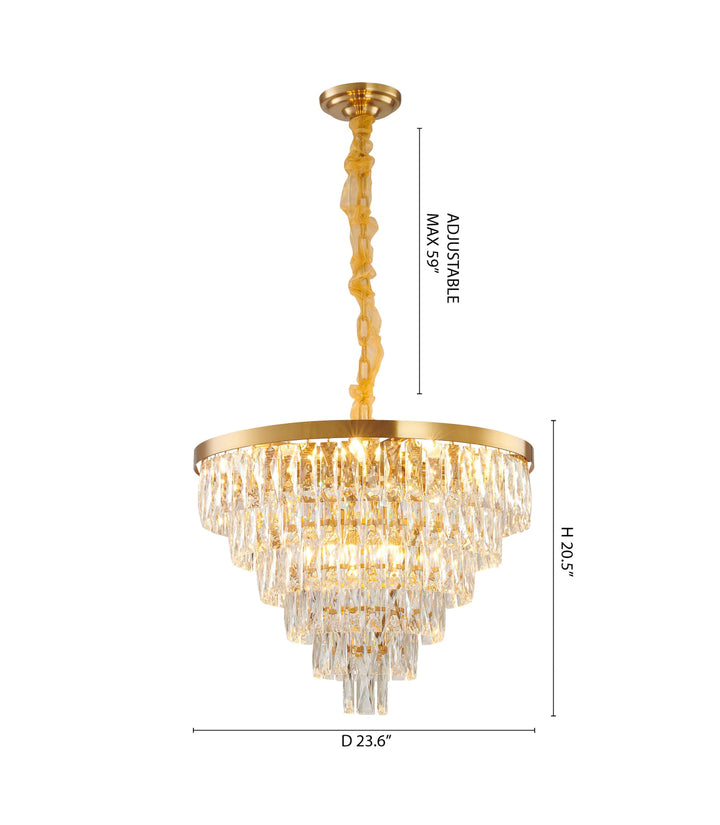 Six Tier Metal Frame Chandelier with Clear Hanging Crystals by Bethel - view 13