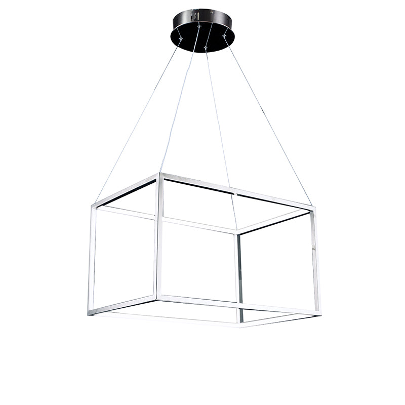 Frame Rectangular LED Chandelier with Diffuser in Chrome by Bethel