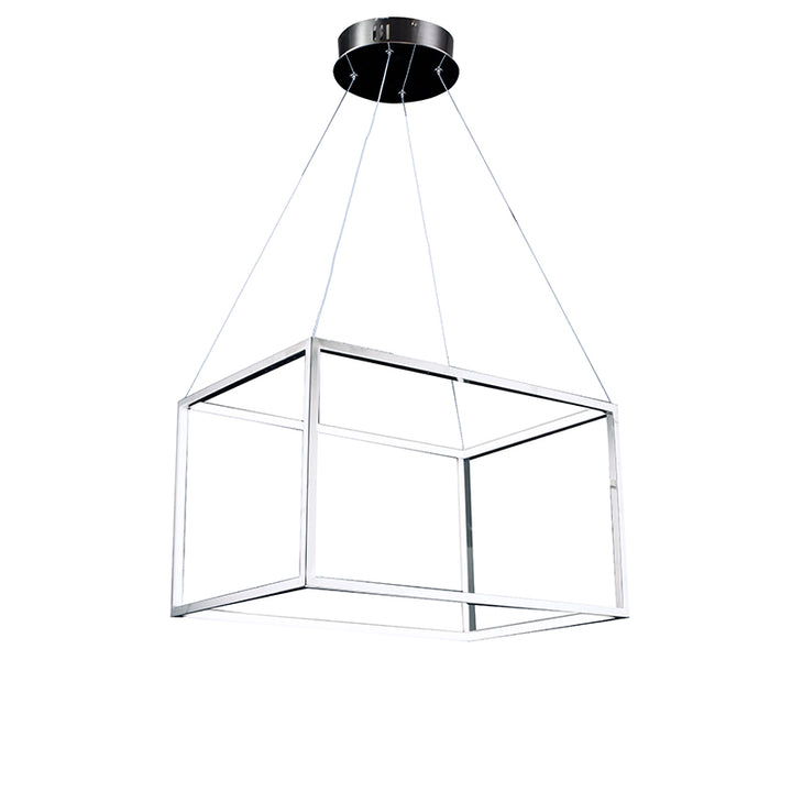 Frame Rectangular LED Chandelier with Diffuser in Chrome by Bethel