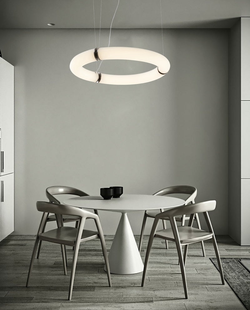 White Pc Frame Halo Ring LED Ceiling Fixture by Bethel - view 2