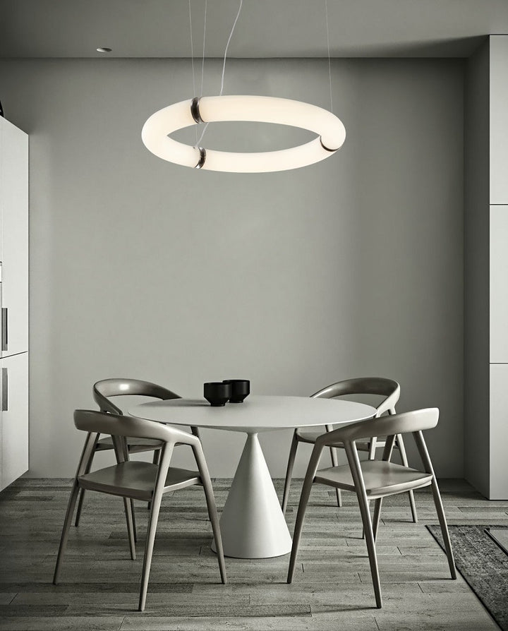 White Pc Frame Halo Ring LED Ceiling Fixture by Bethel - view 2