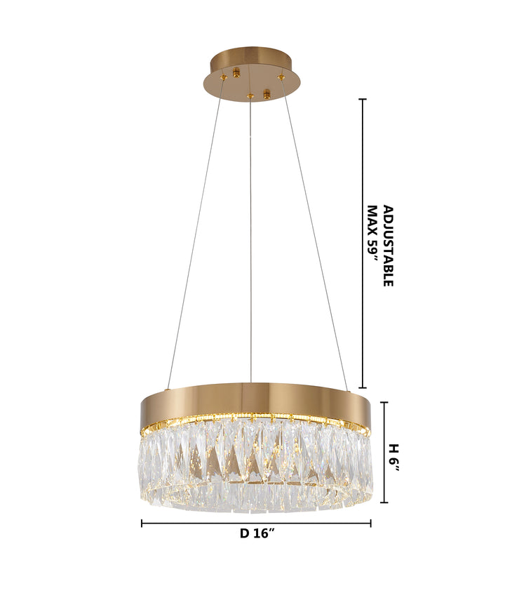 Round Frame LED Chandelier with Clear Hanging Crystals by Bethel - view 24