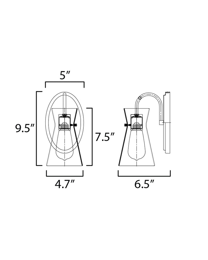 Ava 1-Light Wall Sconce dimensions diagram