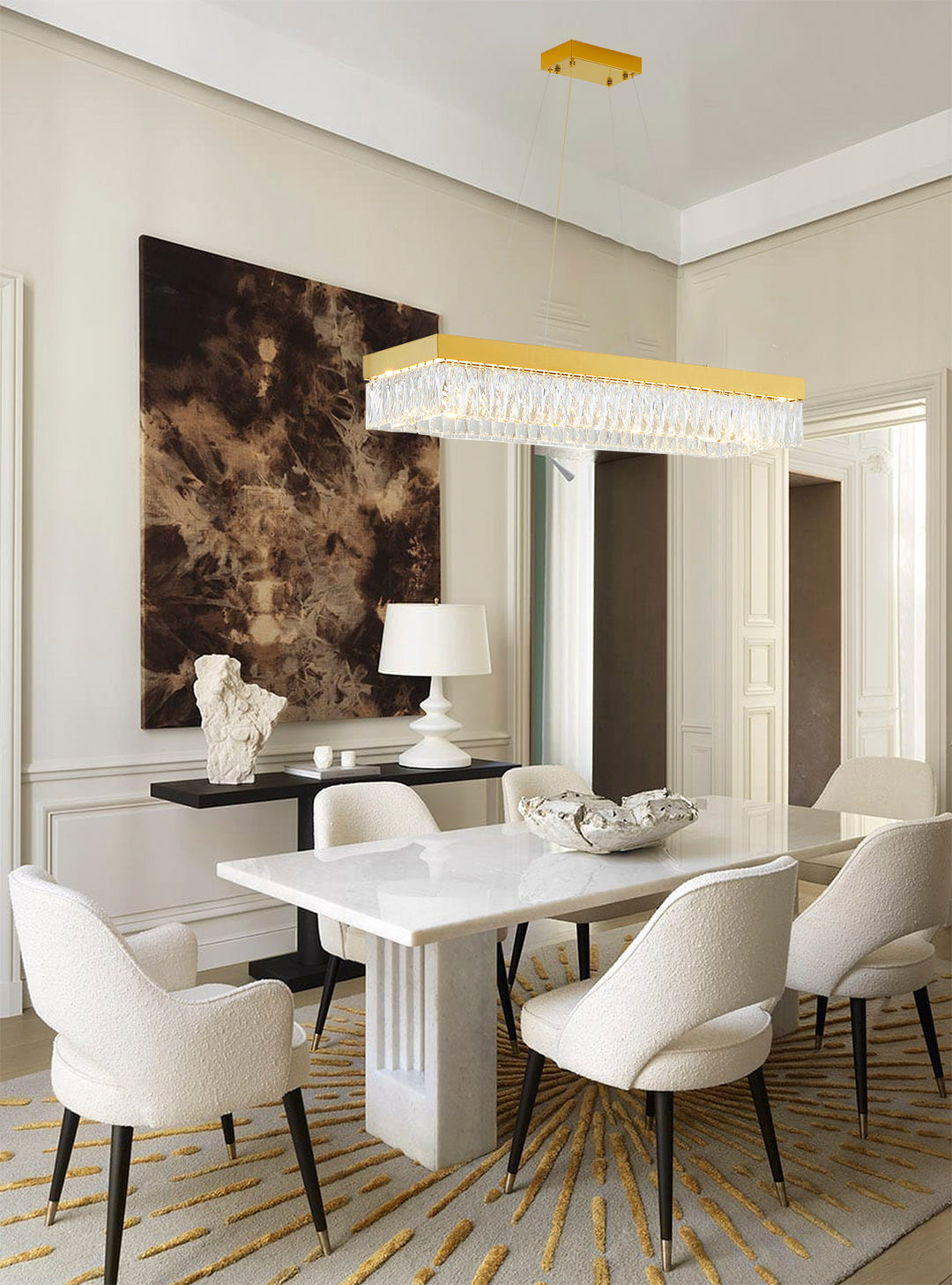 Hairline Frame LED Chandelier with Clear Hanging Crystals by Bethel - view 7