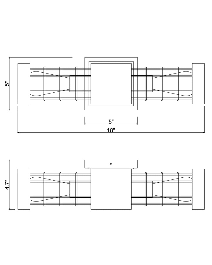 Homestead 18" 2-Light Wall Sconce dimensions diagram