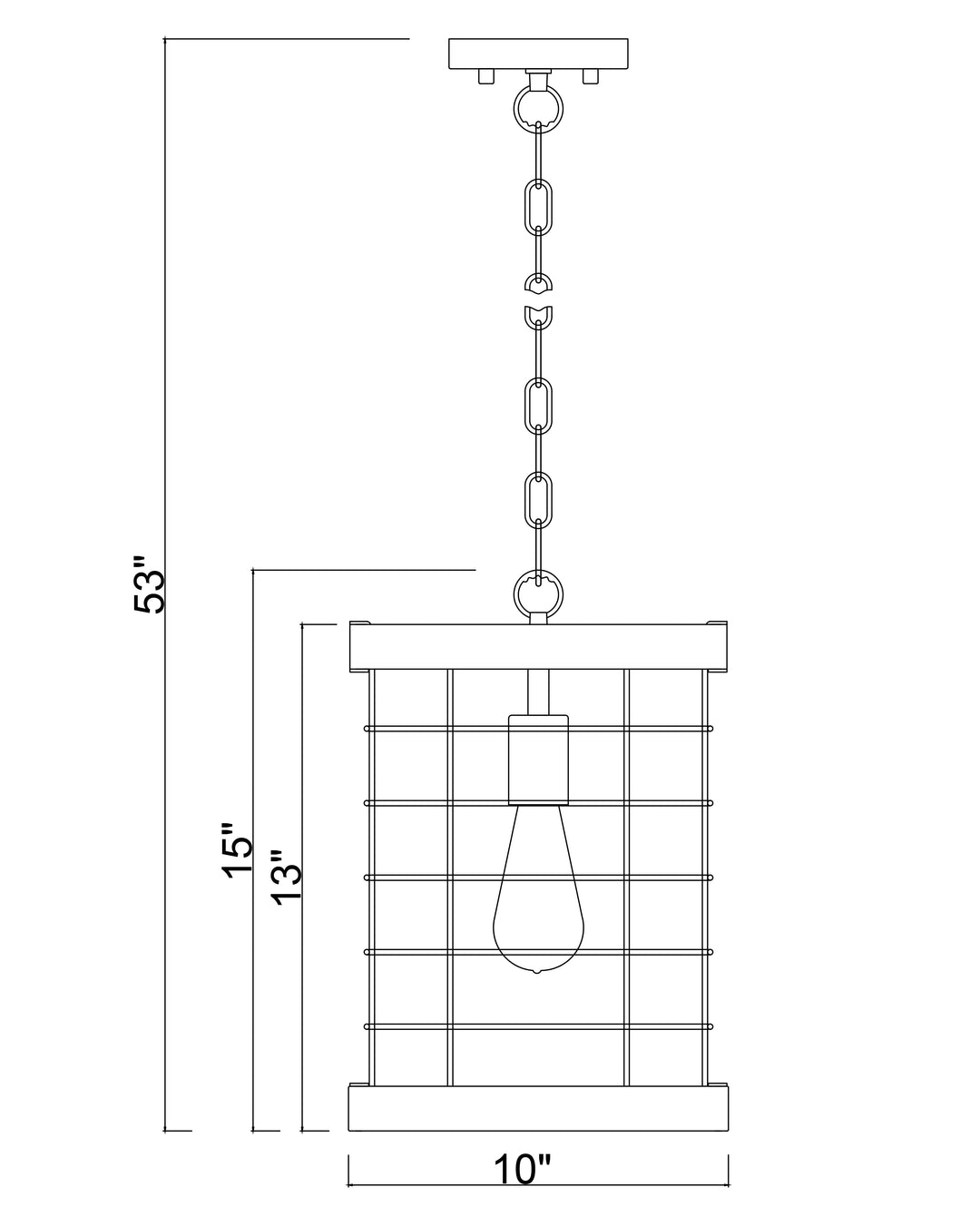 Homestead 10" Single Pendant dimensions diagram