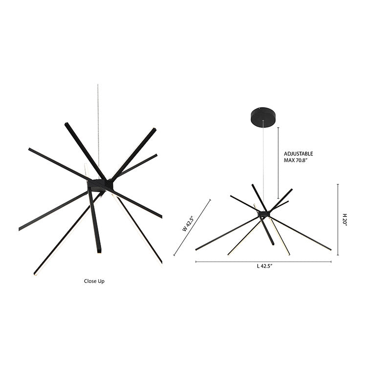 Matte Black Match Stick LED Ceiling Fixture with Frosted White Diffusers by Bethel - view 4