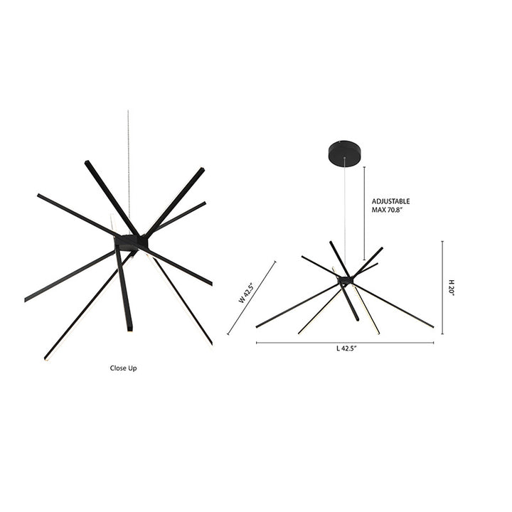 Matte Black Match Stick LED Ceiling Fixture with Frosted White Diffusers by Bethel - view 4