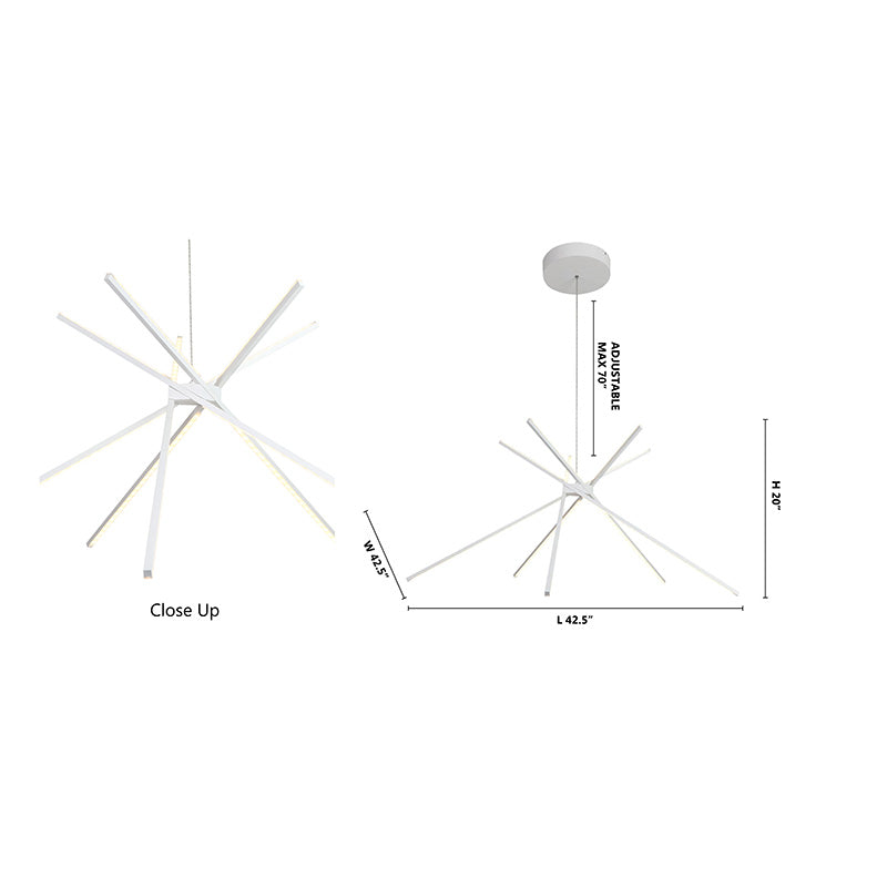 Matte White Match Stick LED Ceiling Fixture with Chrome Hardware by Bethel - view 4