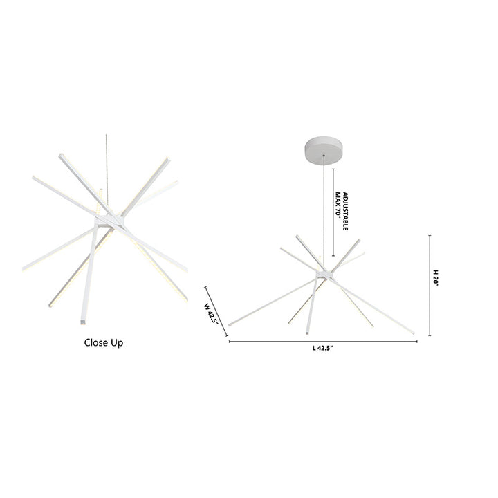 Matte White Match Stick LED Ceiling Fixture with Chrome Hardware by Bethel - view 4