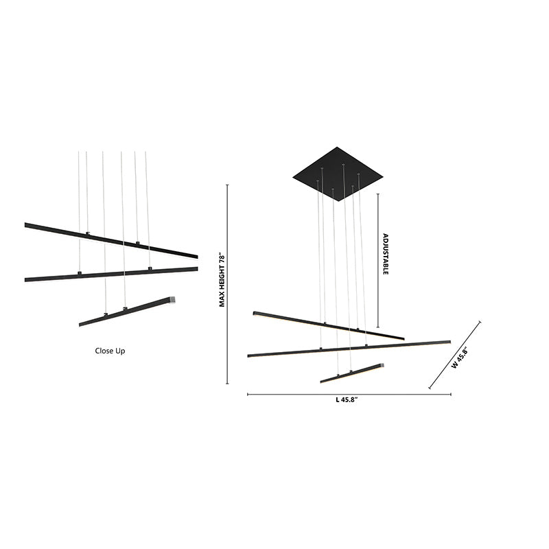 Frame LED Ceiling Fixture with Hanging Stick Pendants &amp;