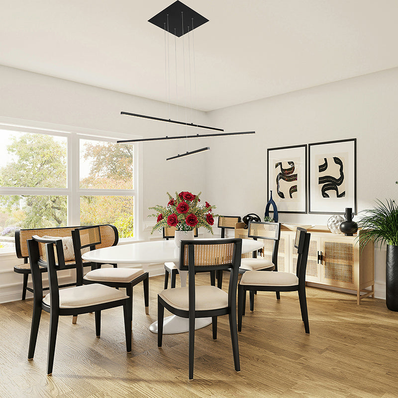 Frame LED Ceiling Fixture with Hanging Stick Pendants &amp;