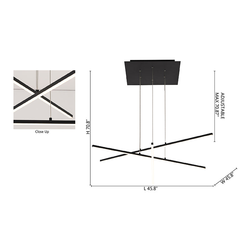 Frame LED Ceiling Fixture with Hanging Stick Pendants &amp;