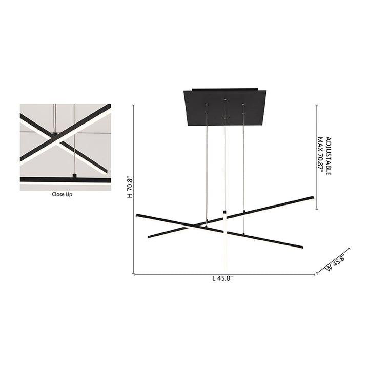 Frame LED Ceiling Fixture with Hanging Stick Pendants &amp;