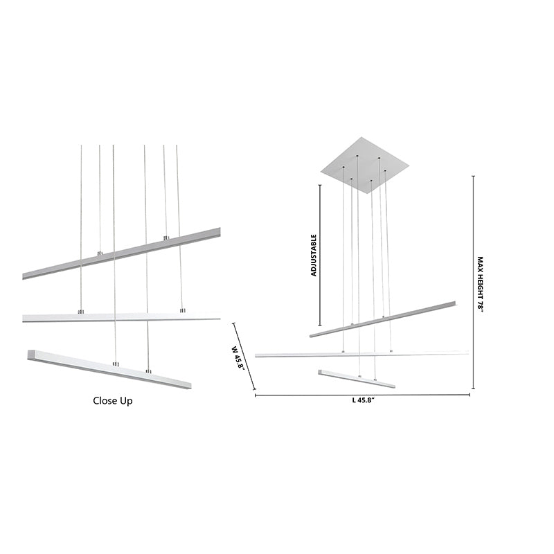 Frame LED Ceiling Fixture with Hanging Stick Pendants &amp;