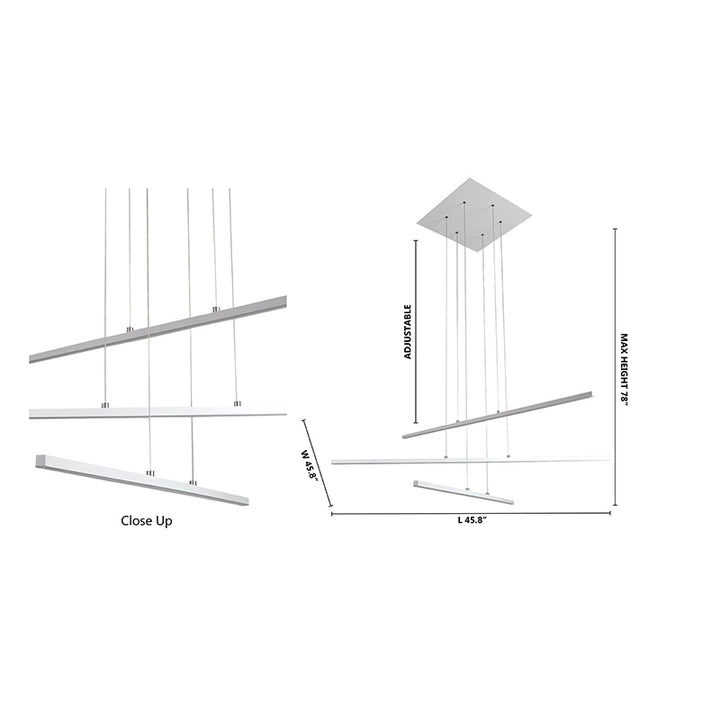 Frame LED Ceiling Fixture with Hanging Stick Pendants &amp;