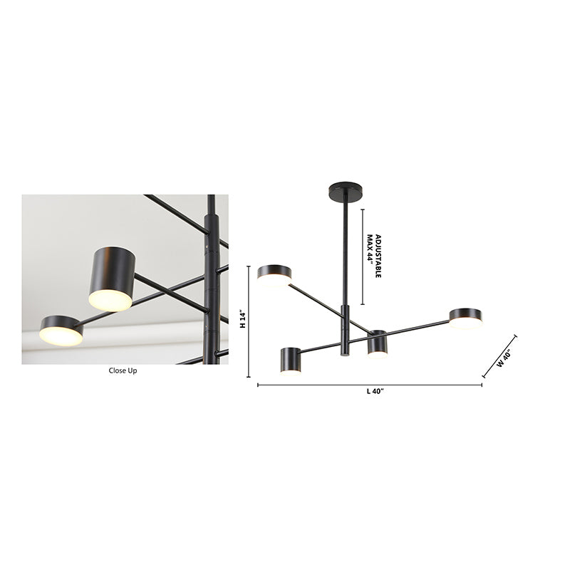 Two Tier Black Metal Frame LED Ceiling Fixture with White Diffusers by Bethel - view 4