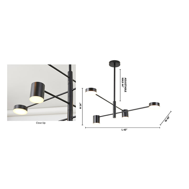 Two Tier Black Metal Frame LED Ceiling Fixture with White Diffusers by Bethel - view 4