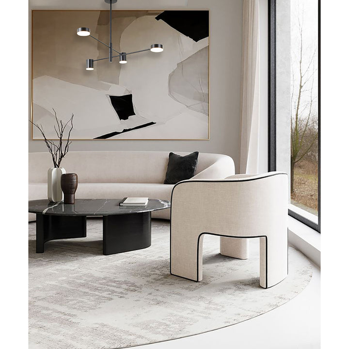 Two Tier Black Metal Frame LED Ceiling Fixture with White Diffusers by Bethel - view 5