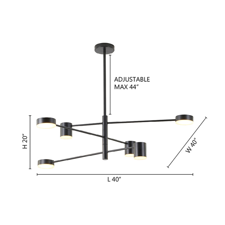 Three Tier Black Metal Frame LED Ceiling Fixture with White Diffusers by Bethel - view 5