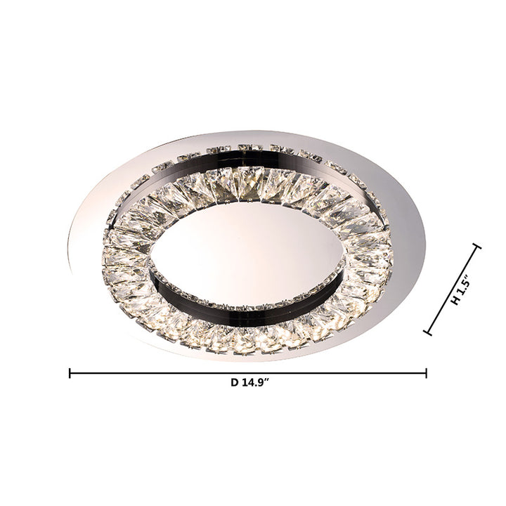 Clear Crystal LED Flush Mount with Stainless Steel Frame (FT043) by Bethel - view 2