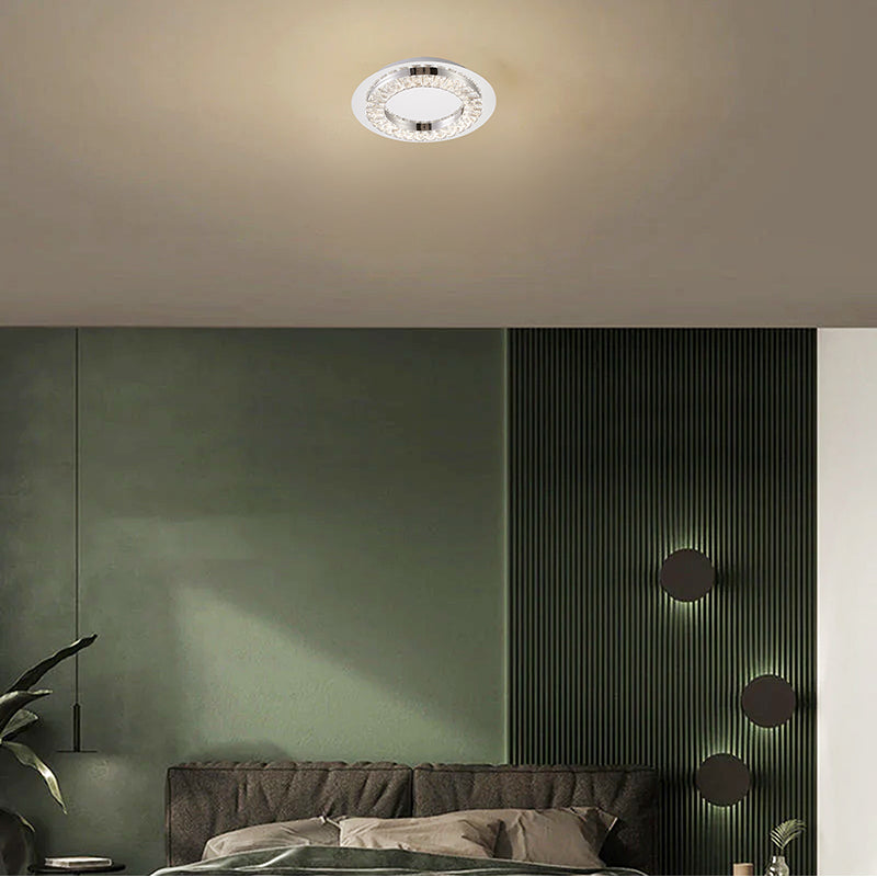 Clear Crystal LED Flush Mount with Stainless Steel Frame by Bethel - view 6