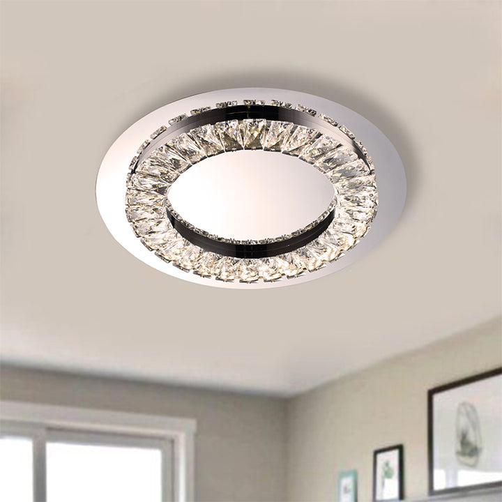 Clear Crystal LED Flush Mount with Stainless Steel Frame (FT043) by Bethel - view 4