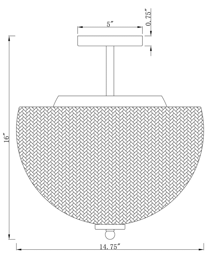 Maldives 2-Light Semi Flush/Pendant dimensions diagram