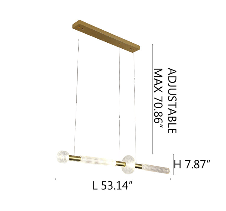 Clear Glass Linear LED Chandelier with Gold Hardware by Bethel - view 6