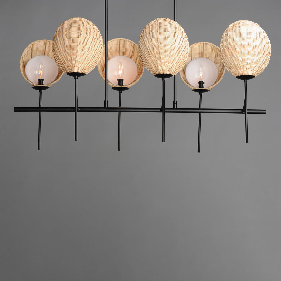 Maldives 6-Light Linear Chandelier NABK alternate view