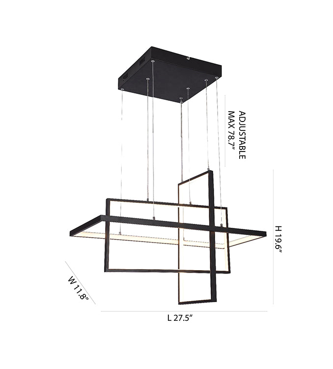 Matte Black Metal Frame LED Floating Box Light by Bethel - view 3
