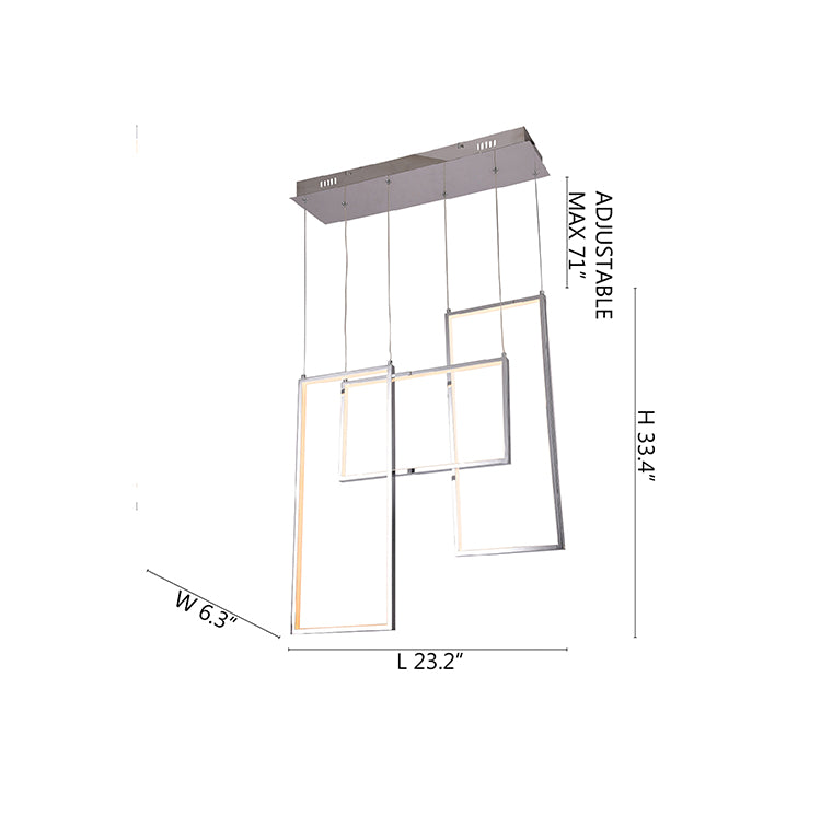 Chrome Stainless Steel Frame Block LED Ceiling Fixture with Rectangular Canopy by Bethel - view 2
