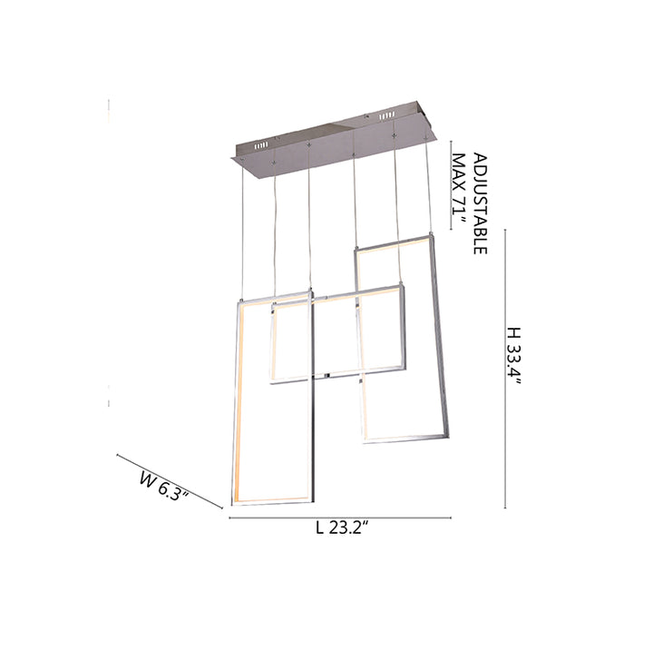 Chrome Stainless Steel Frame Block LED Ceiling Fixture with Rectangular Canopy by Bethel - view 2