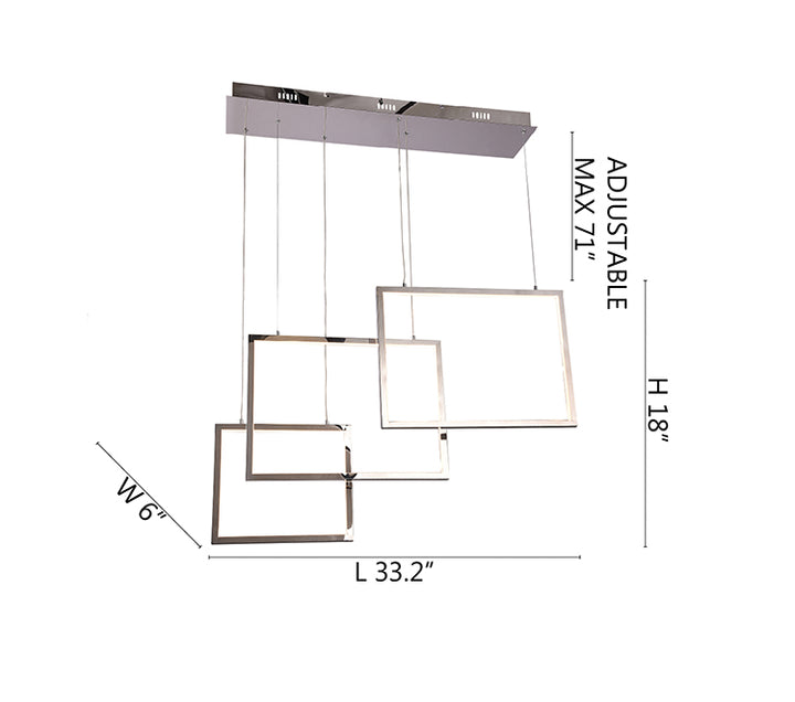 Stainless Steel Frame Chandelier with Hanging Box Lights by Bethel - view 3