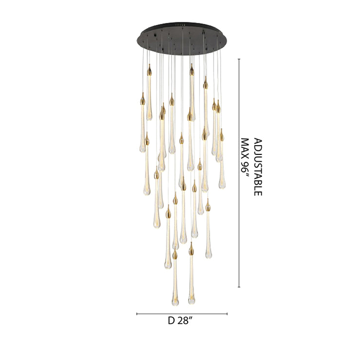 Charcoal Black Round Canopy LED Light with Gold Dusted Glass Hanging Pendants by Bethel - view 6