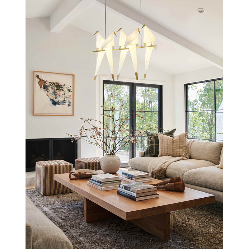 LED Light of White Birds Sitting on a Gold Framed Arm Bird by Bethel - view 5