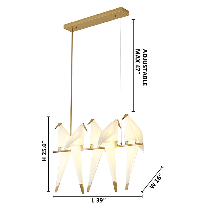 LED Light of White Birds Sitting on a Gold Framed Arm Bird by Bethel - view 6