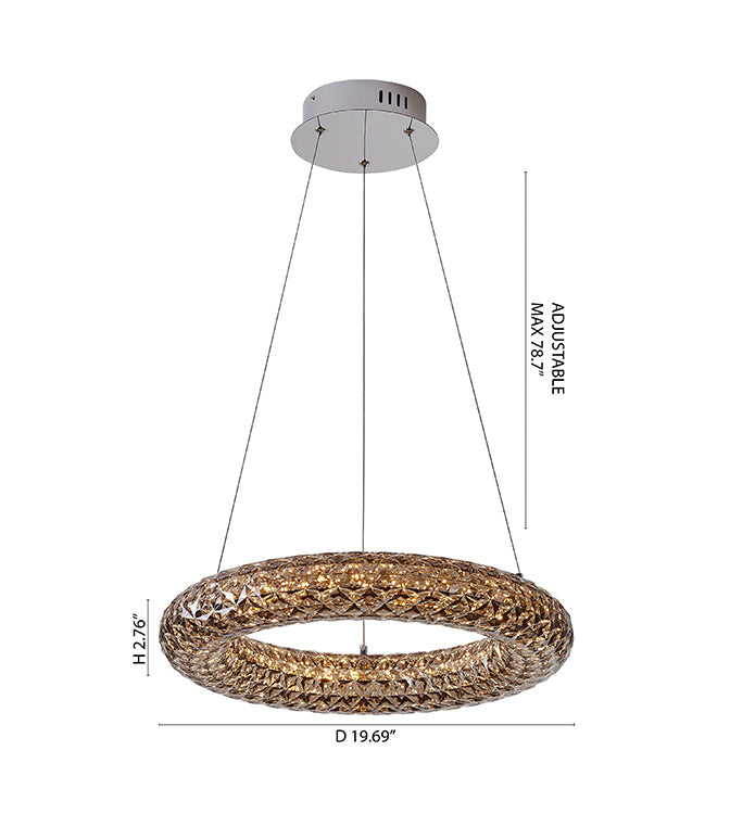 Clear Acrylic Halo Ring Chandelier with Hardware by Bethel - view 14