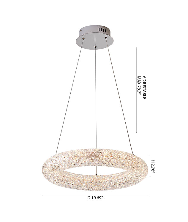 Clear Acrylic Halo Ring Chandelier with Hardware by Bethel - view 7