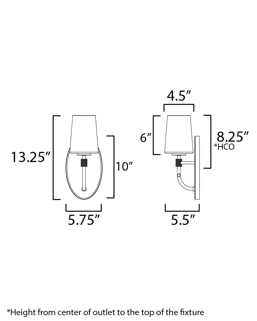 Durham Sconce dimensions diagram