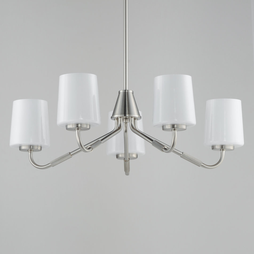 Durham Chandelier White / Satin Nickel alternate view