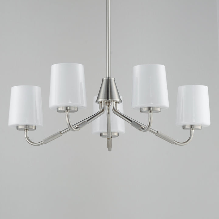 Durham Chandelier White / Satin Nickel alternate view
