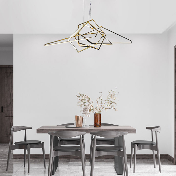 Stainless Steel Frame Geometric LED Light Fixture by Bethel - view 17