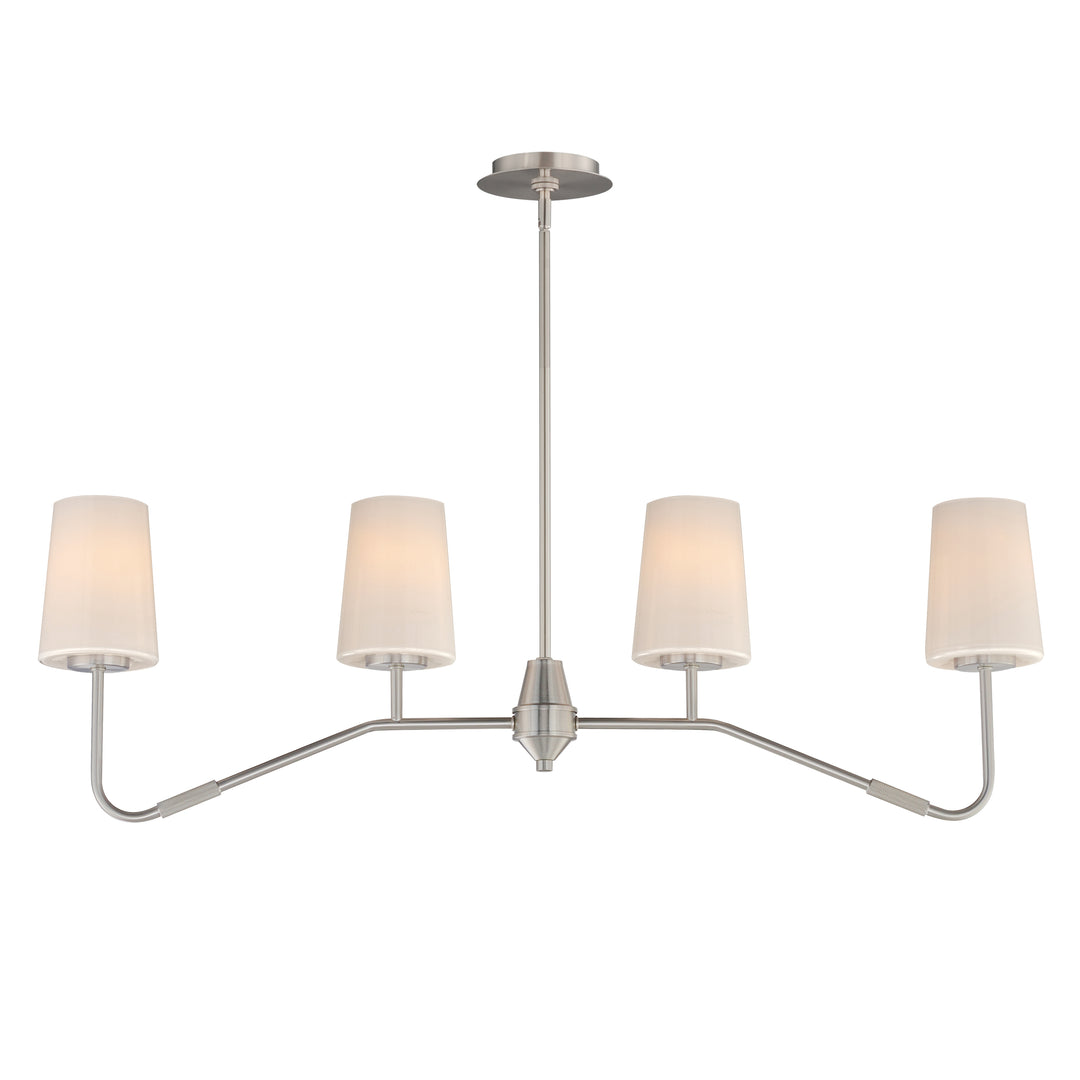Durham 4-Light Linear Chandelier White / Satin Nickel