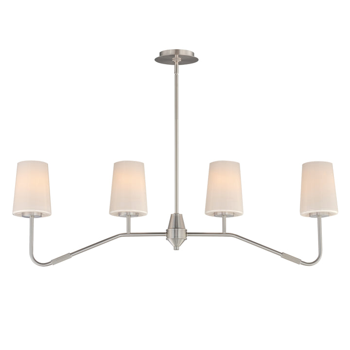 Durham 4-Light Linear Chandelier White / Satin Nickel