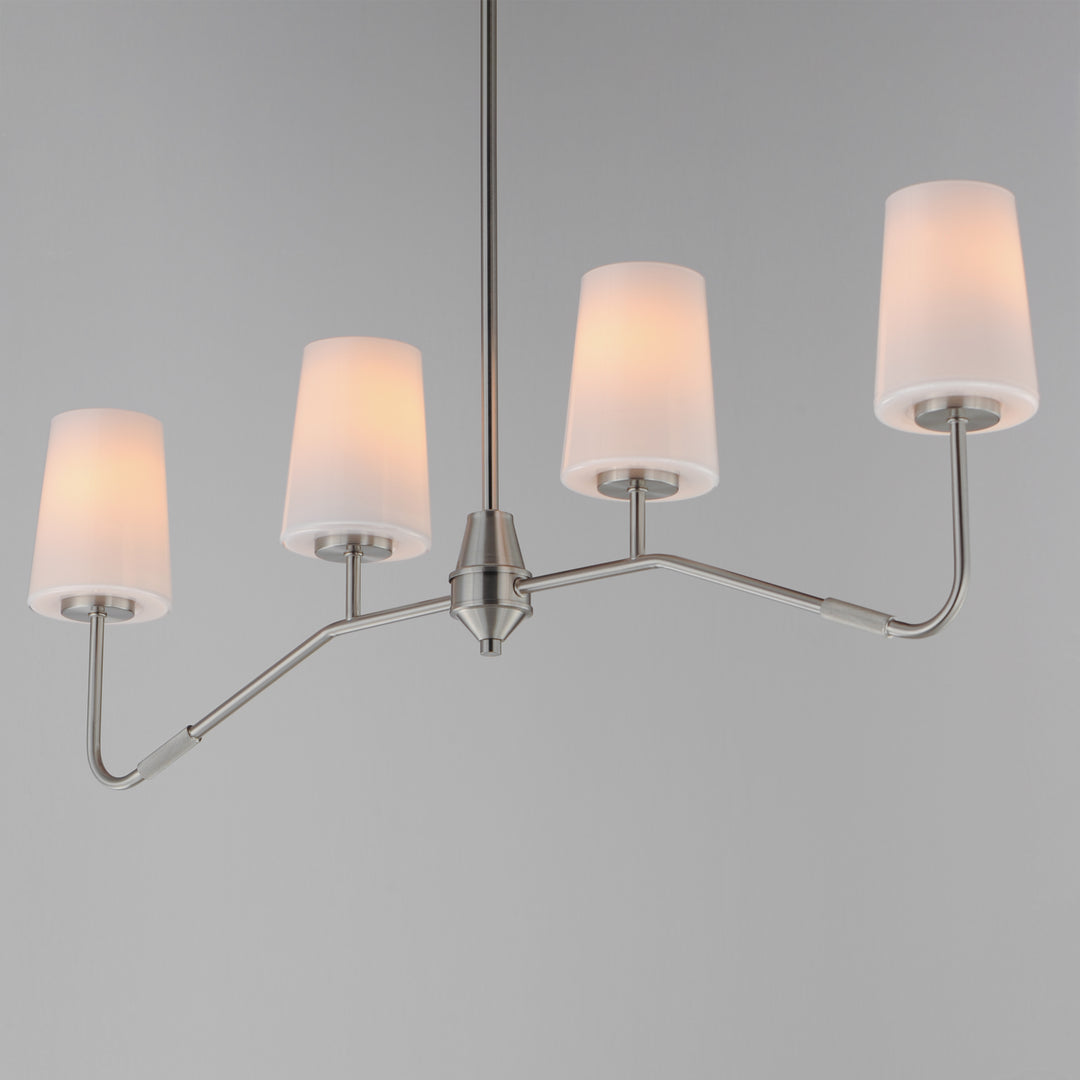 Durham 4-Light Linear Chandelier White / Satin Nickel alternate view
