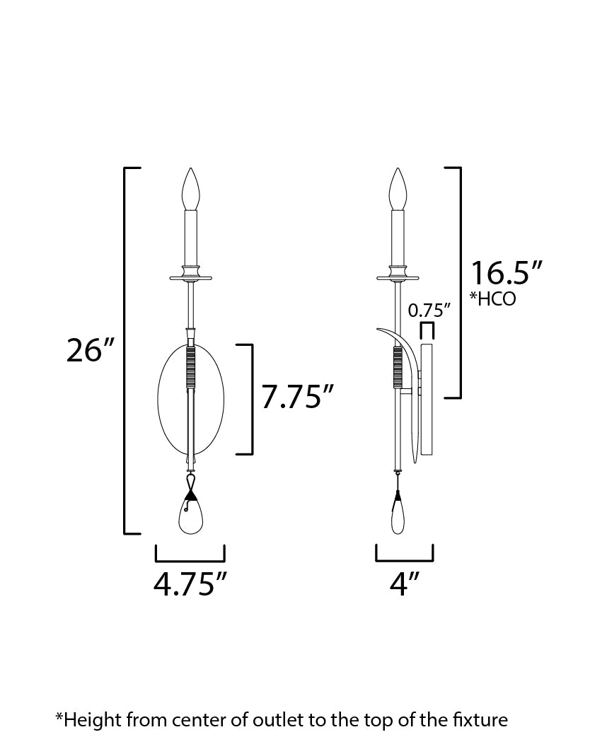 Eden 1-Light Sconce dimensions diagram