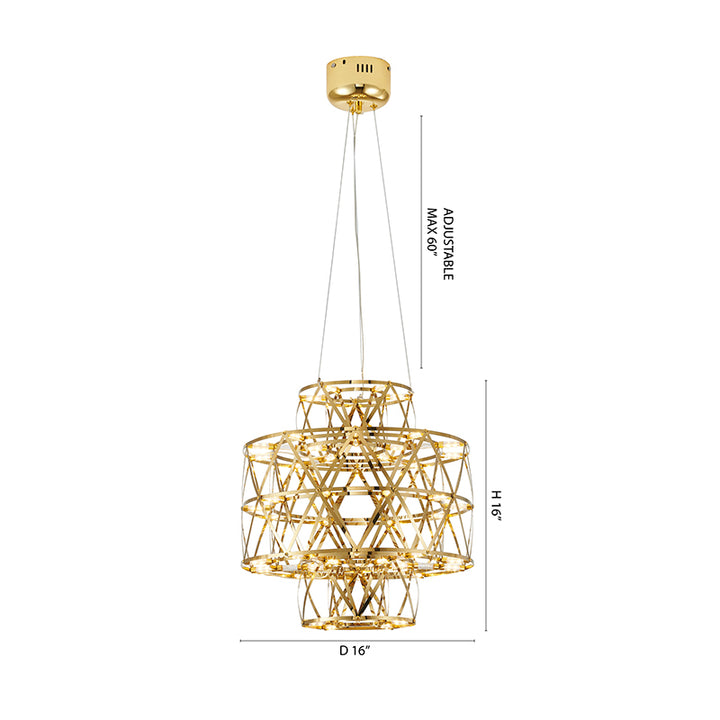 Three Tier Chandelier with Hardware &amp; Fixed LED Star Light