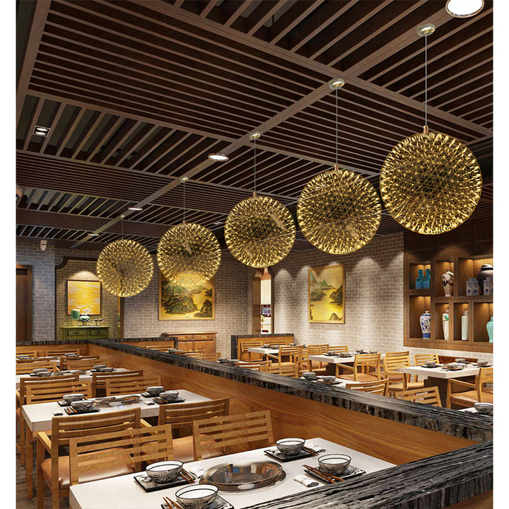 Round Metal Frame Ceiling Fixture with LED Star Lights by Bethel - view 3