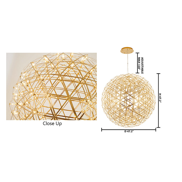 Round Metal Frame Ceiling Fixture with LED Star Lights by Bethel - view 4